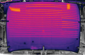 Bad defroster grid during isotherm testing