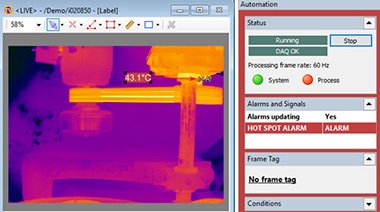 Viewing a hot spot alarm  while using the software
